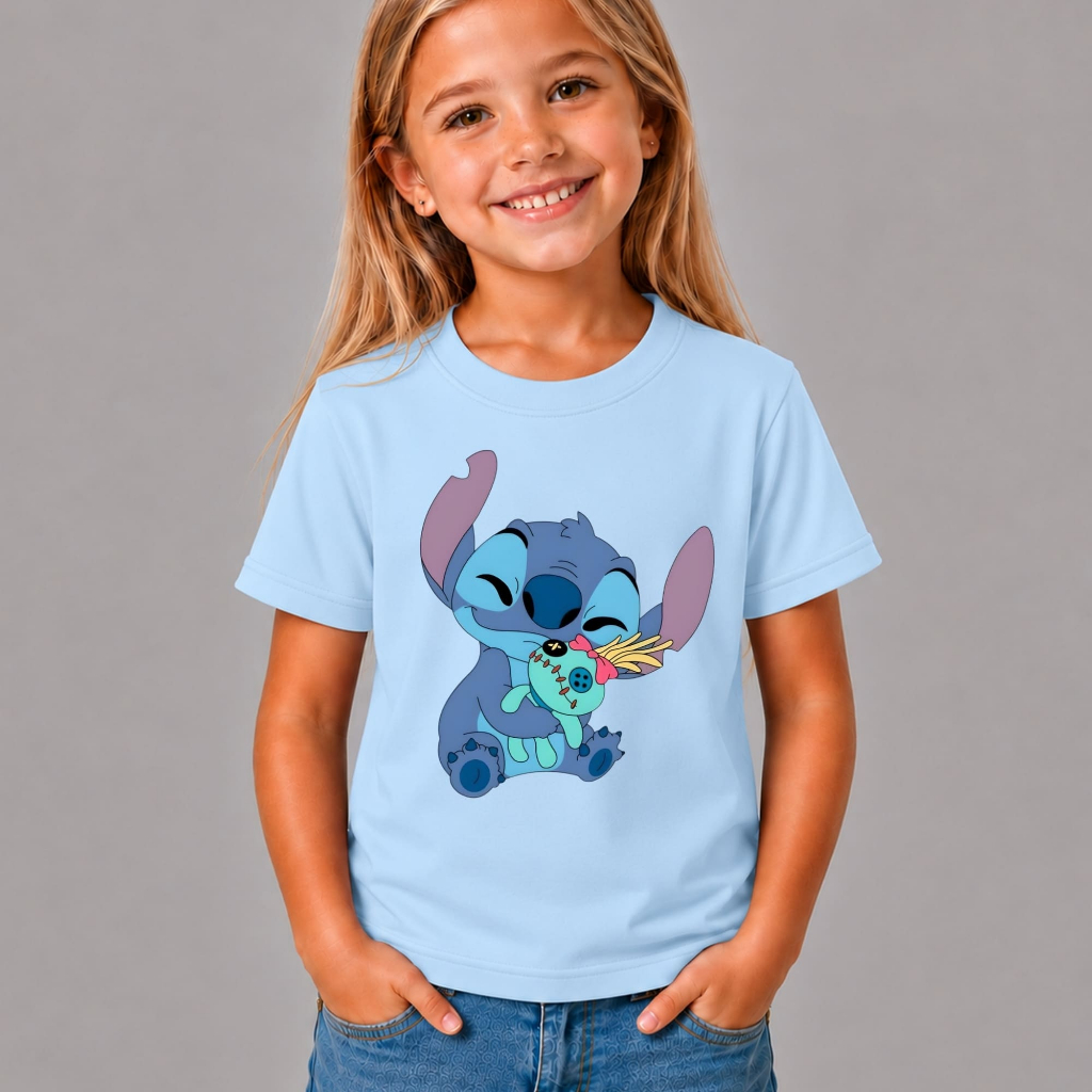 Camiseta Infantil Menina Estampada Lilo & Stitch Baby 100% Algodão Premium Roupa Casual