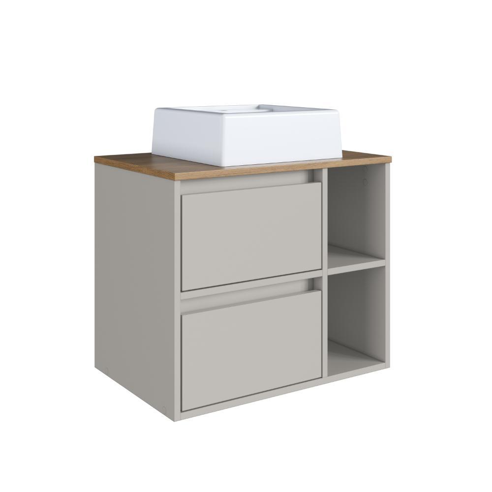 Gabinete para Banheiro Suspenso ProDecor  BH8005 Marrom e Arenas com Cuba Branca 1 Gaveta e Nichos