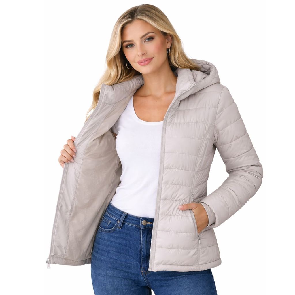 Jaqueta Parka Feminina Puffer Com Capuz Inverno Nylon