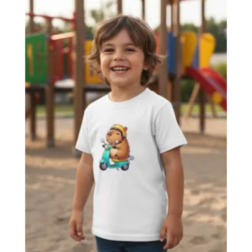 Camiseta Infantil Slim Estampa Capivara Scooter-LANÇAMEMTO.