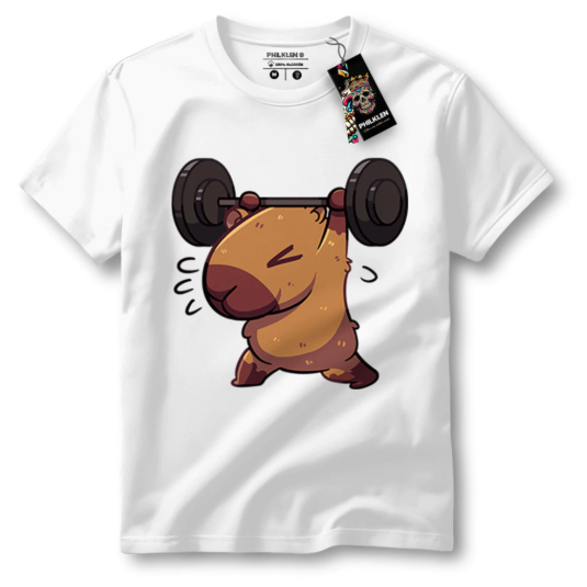 Camiseta Masculina Com Estampa Capivara Fitness Tecido Premium 100% Algodão