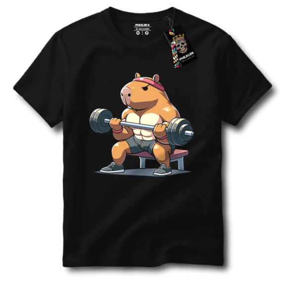 Camiseta Masculina Com Estampa Capivara Fitness Tecido Premium 100% Algodão
