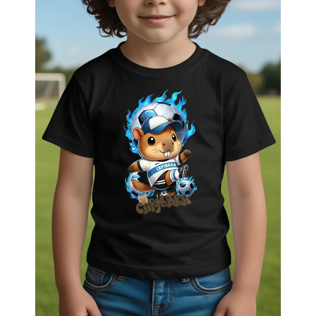 Camiseta Infantil Capivara Futebol  Estampa Bola Futbol