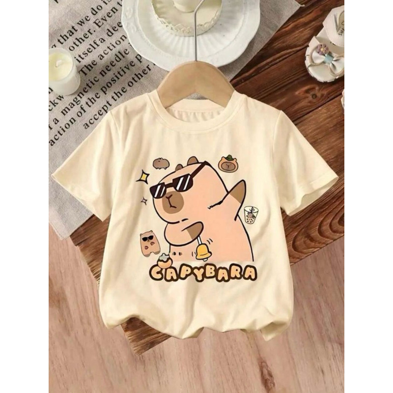 Camiseta Infantil Básica Estampa capivara “sino”, Estilo Casual e Fashio unissex