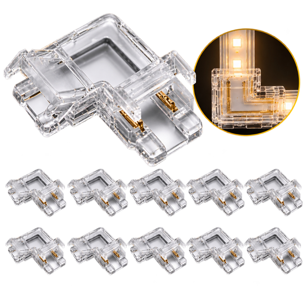 Conector Emenda L 90 Graus Fita Led Cob Smd Sem Solda 10pçs