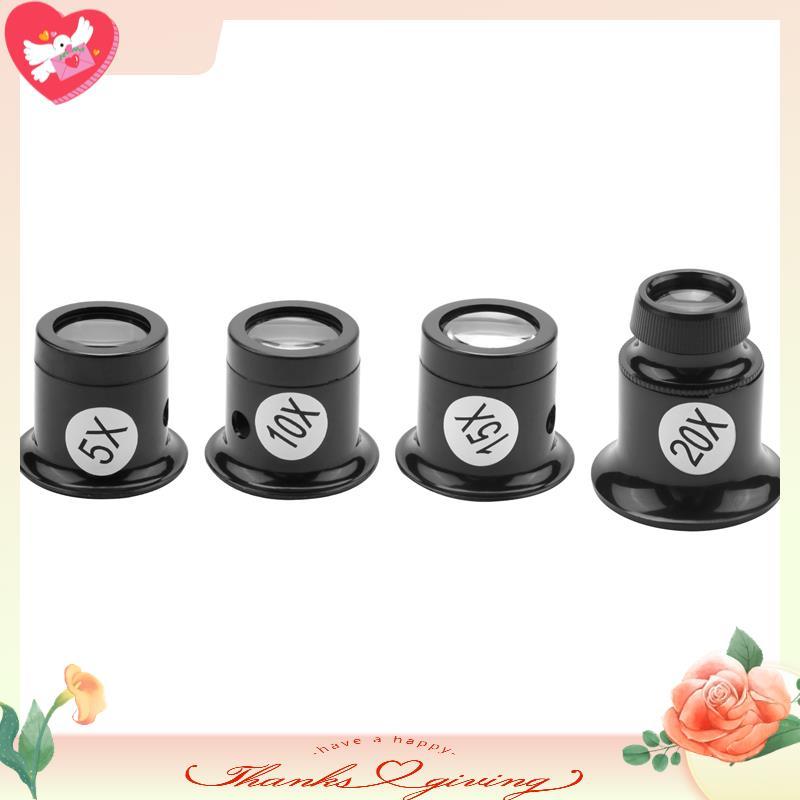 4 Pçs Lupa Óculos Lupas Conjunto 5X 10X 15X 20X Relógio Reparação Para Jóias
