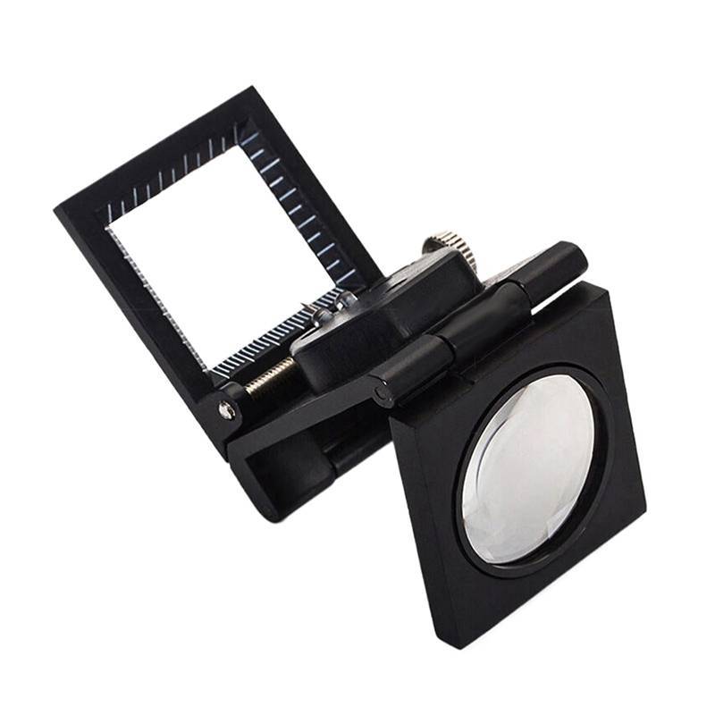 [EL-t] 1 Pc 10X Metal Dobrável Lupa Óptica Ferramentas De Medição De Mesa Com Luzes LED Escala Nova