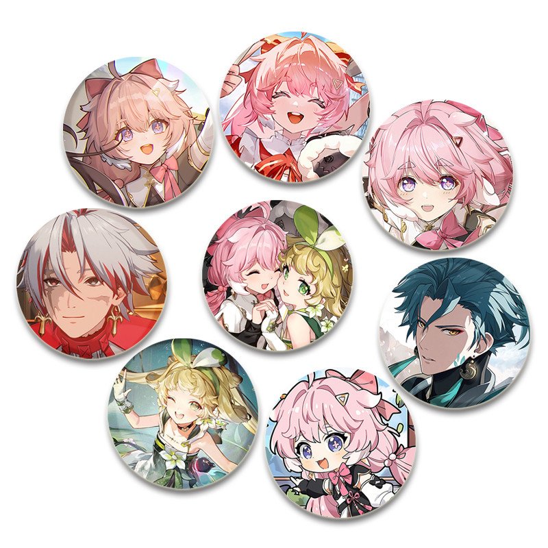 Jogo Anime Wuthering Ondas HD Impressão Broche Emblema Chixia/Jiyan/Danjin Dos Desenhos Animados Redondo Exibição Broche