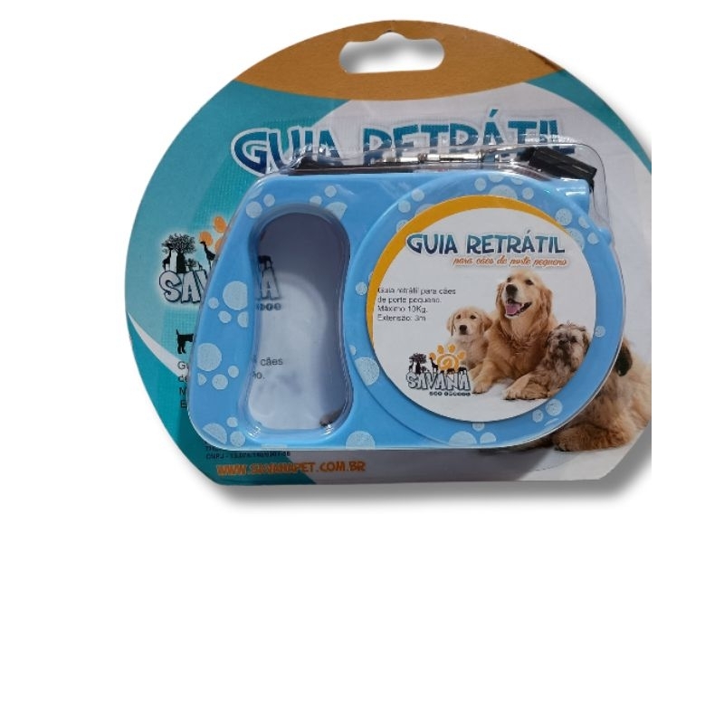 Guia para cachorro retrátil 3 metros. Até 10kg Savana pet.