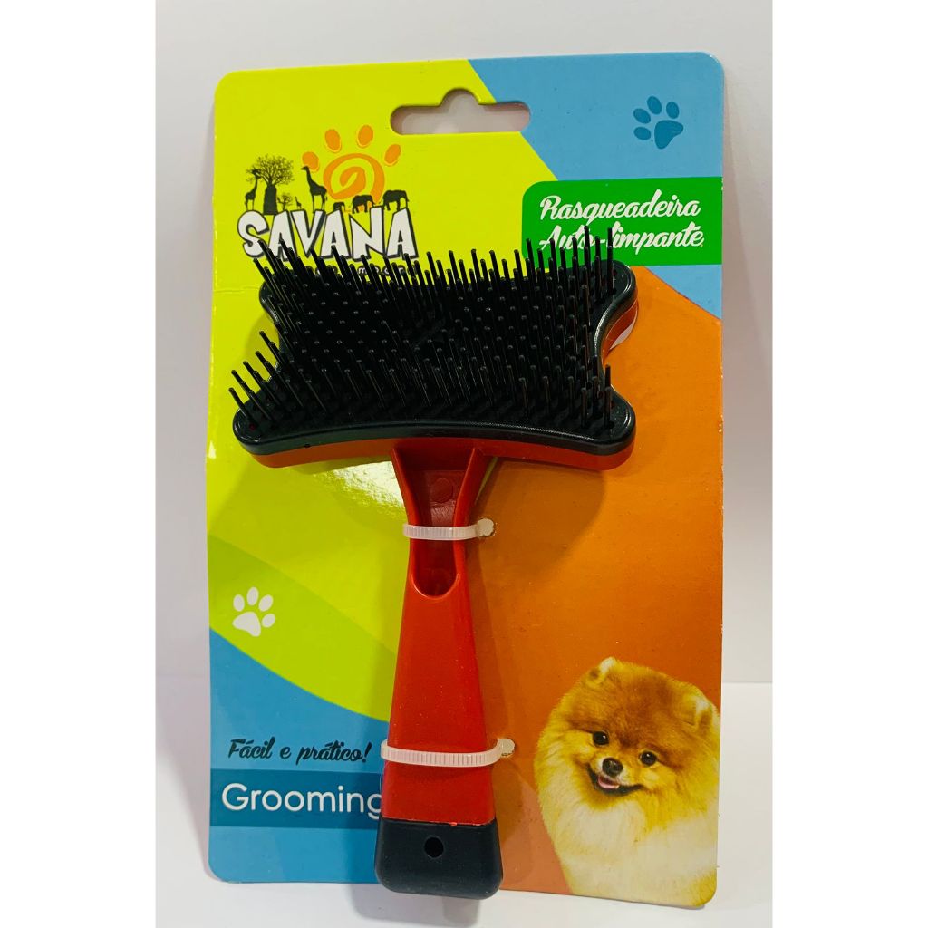 Rasqueadeira Cães Gatos Auto Limpante Profissional Savana
