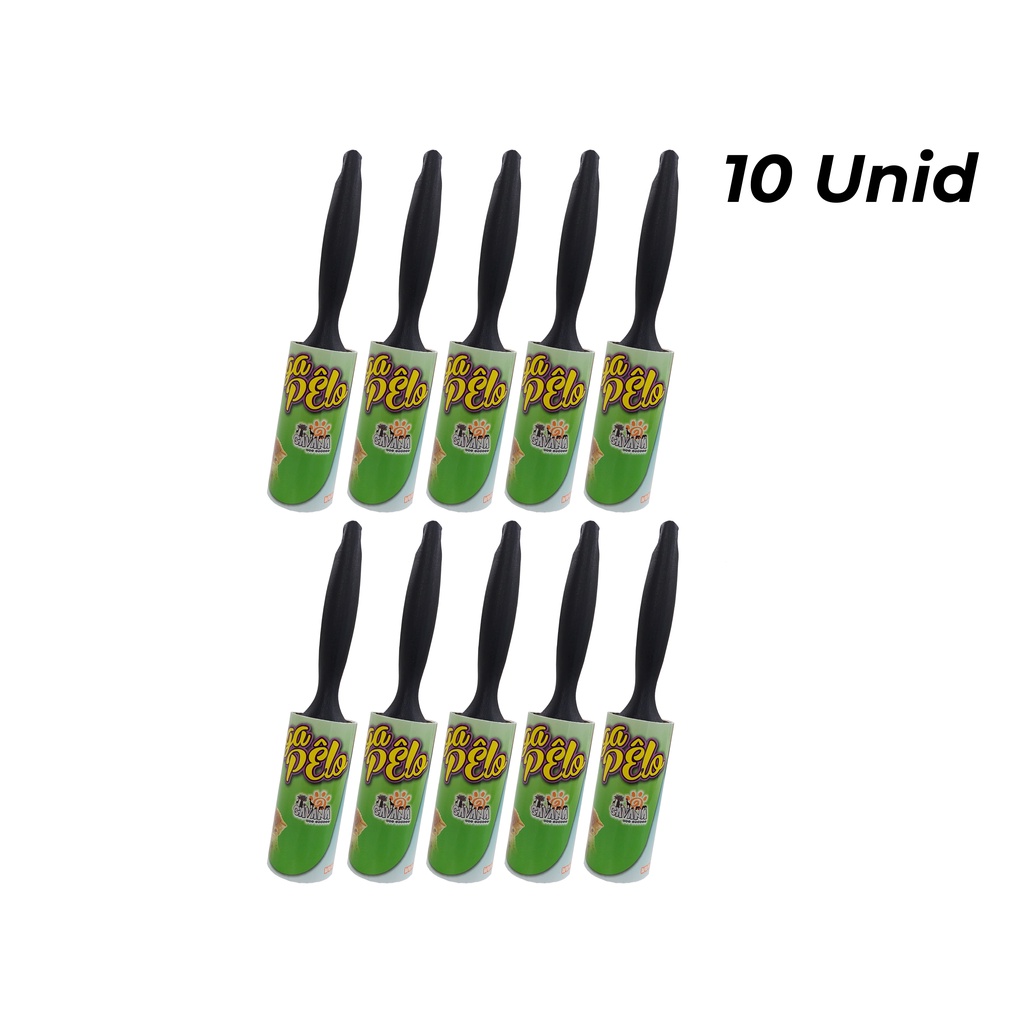 Kit Pega Pelo Rolo Adesivo Fiapos 20 fitas Refil Savana 10un