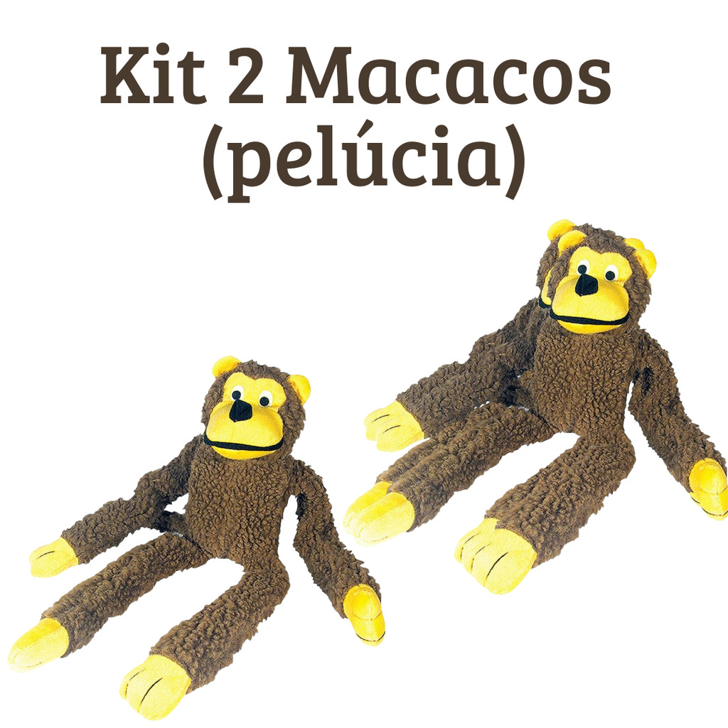 Kit 2 Brinquedo Macaco de pelúcia 40 cm com Apito Savana Pet