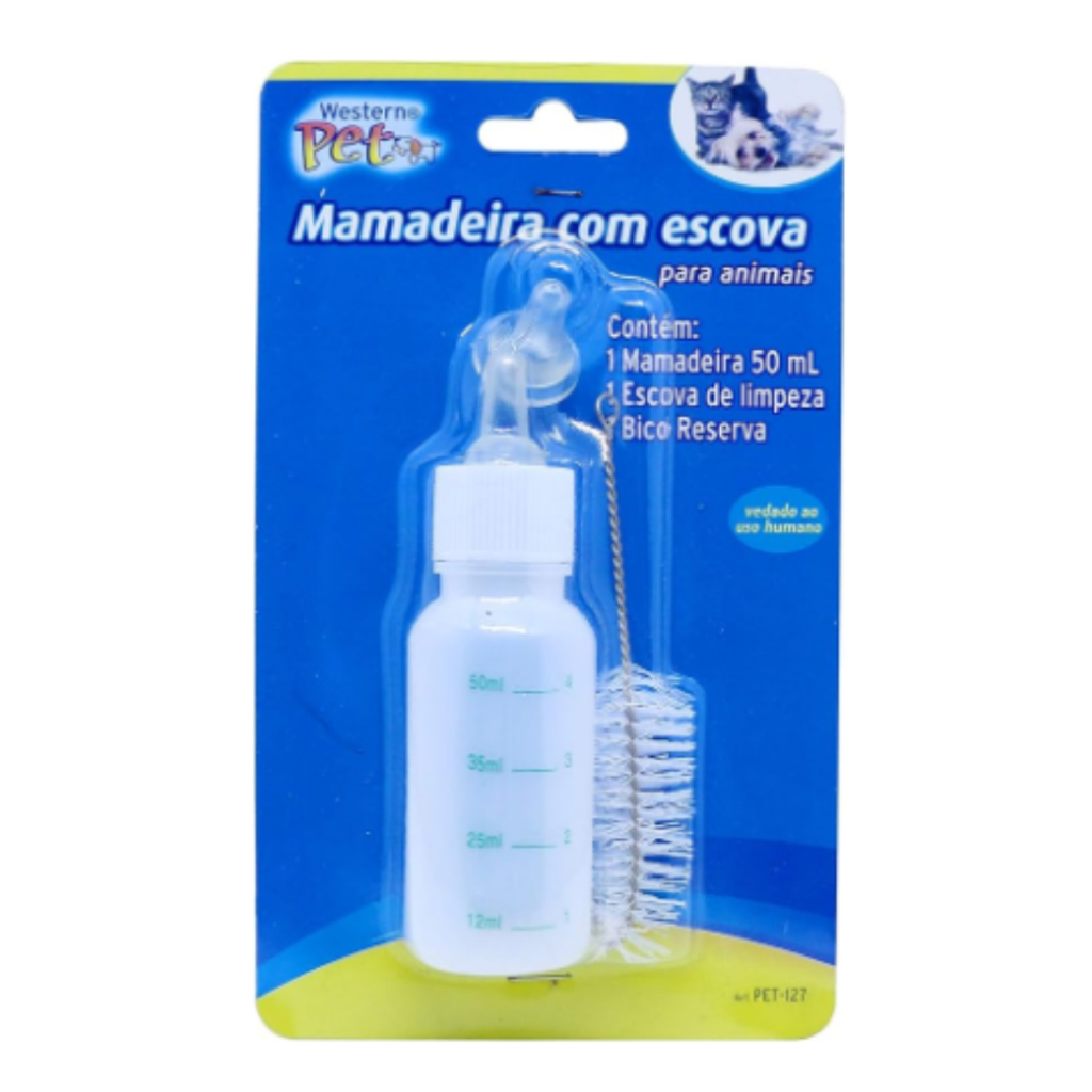Kit Mamadeira para Filhotes com 2 Bicos e Limpador 50ml Savana Pet