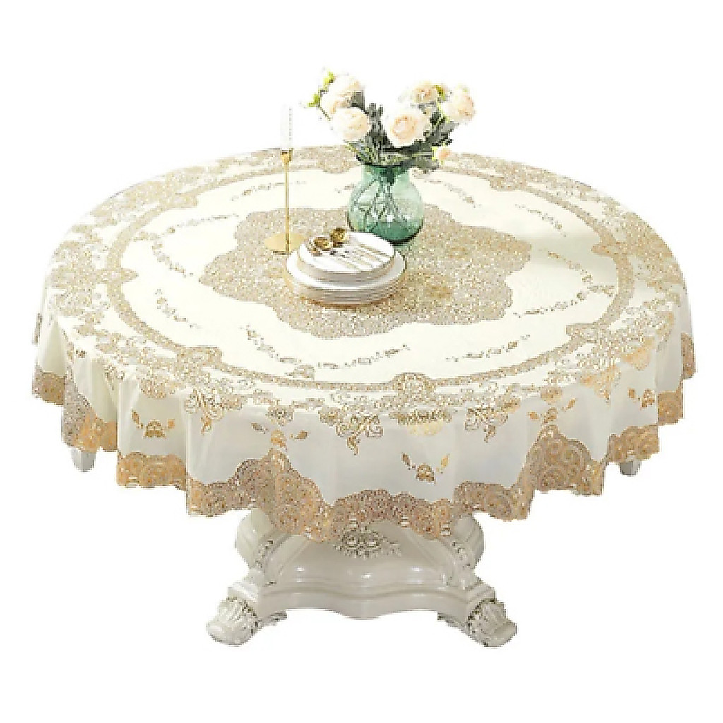 [Durable & Heat-Resistant] Household PVC Tablecloth, European Style, Thickened, Waterproof, Oil-Proof, Washable Round Ta