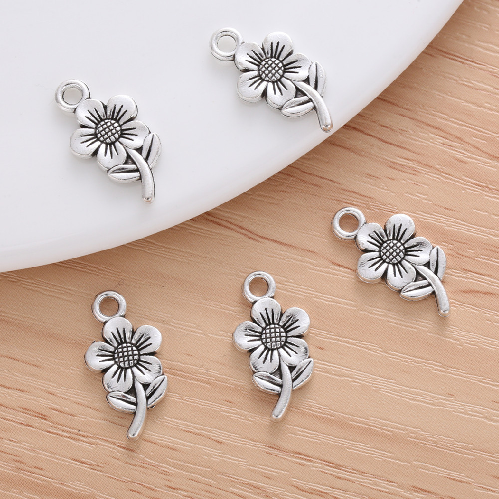 15pcs/set Fashion Vintage Flower Charme Acessórios Para Jóias De Bijuteria Femininas Fazendo Pingente Pulseira Brincos