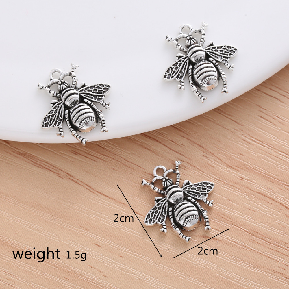 15pcs Fashion Vintage Bee Charm Accessories for Women's DIY Jóias Personalizadas Fazendo Pingente Pulseira Brincos