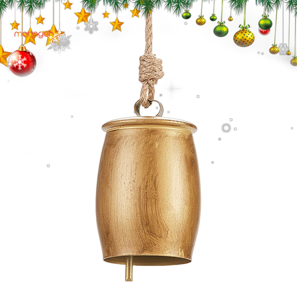 Vintage Style Christmas Ornament Bell Decoration Metal for Mantel Decor Hanging Cow for Winter Tree Garland