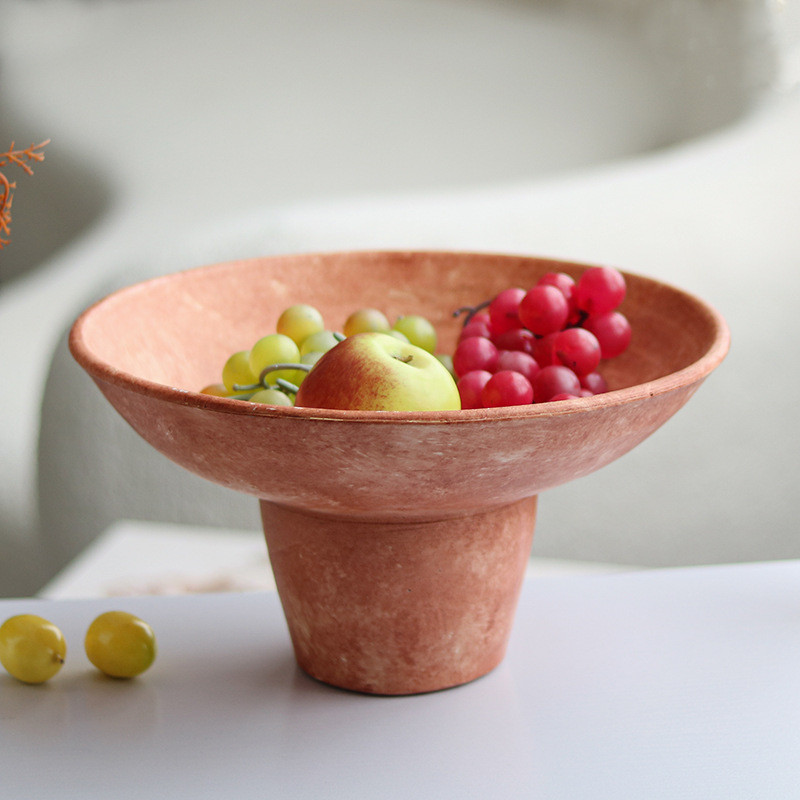 Wabi-sabi style vintage fruit and nut tray storage ornament for model home living room coffee table, distressed decorati