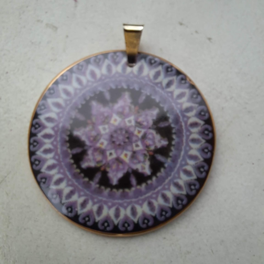 pingente vintage em porcelana filetada à ouro / moda retrô / mandala em porcelana