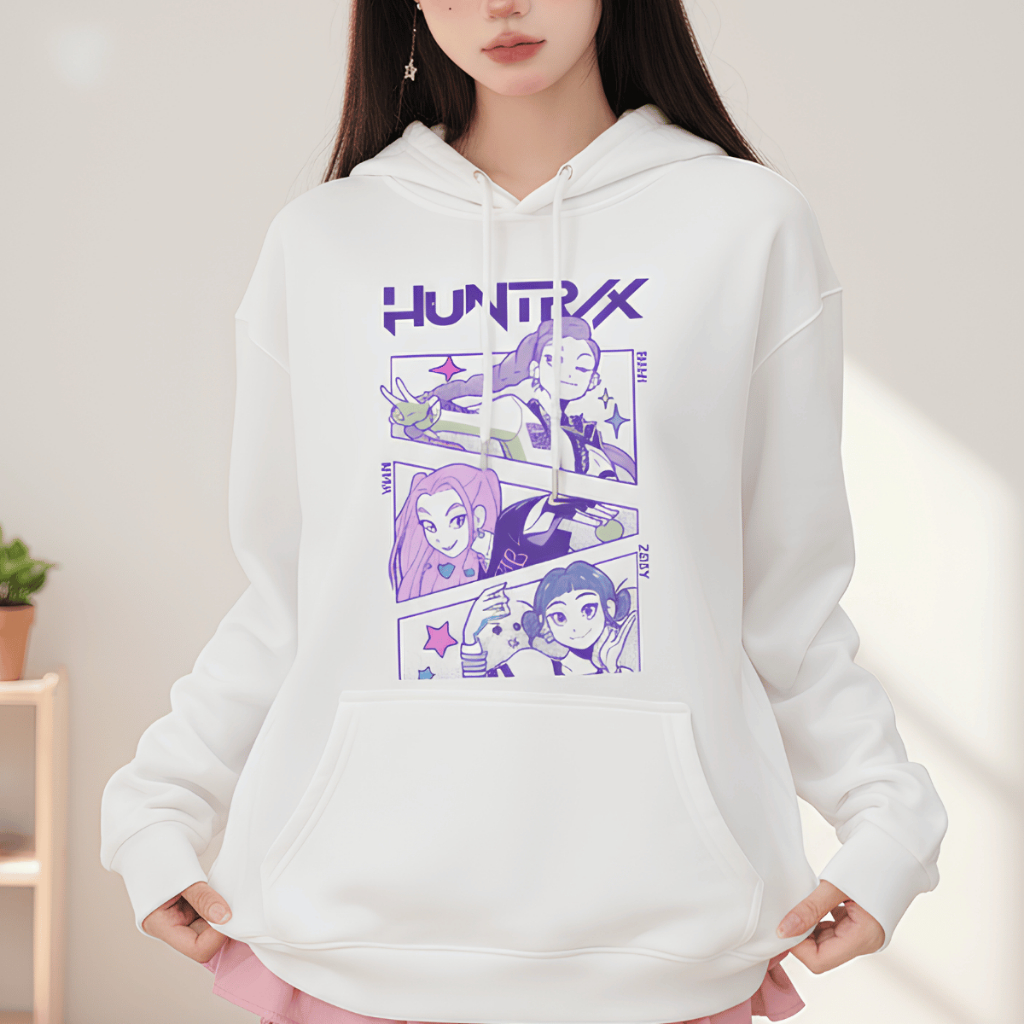 Moletom Guerreiras do Kpop Huntrix Rumi Zoey e Mira Moletom Anime Com Capuz E Peluciado Algodão