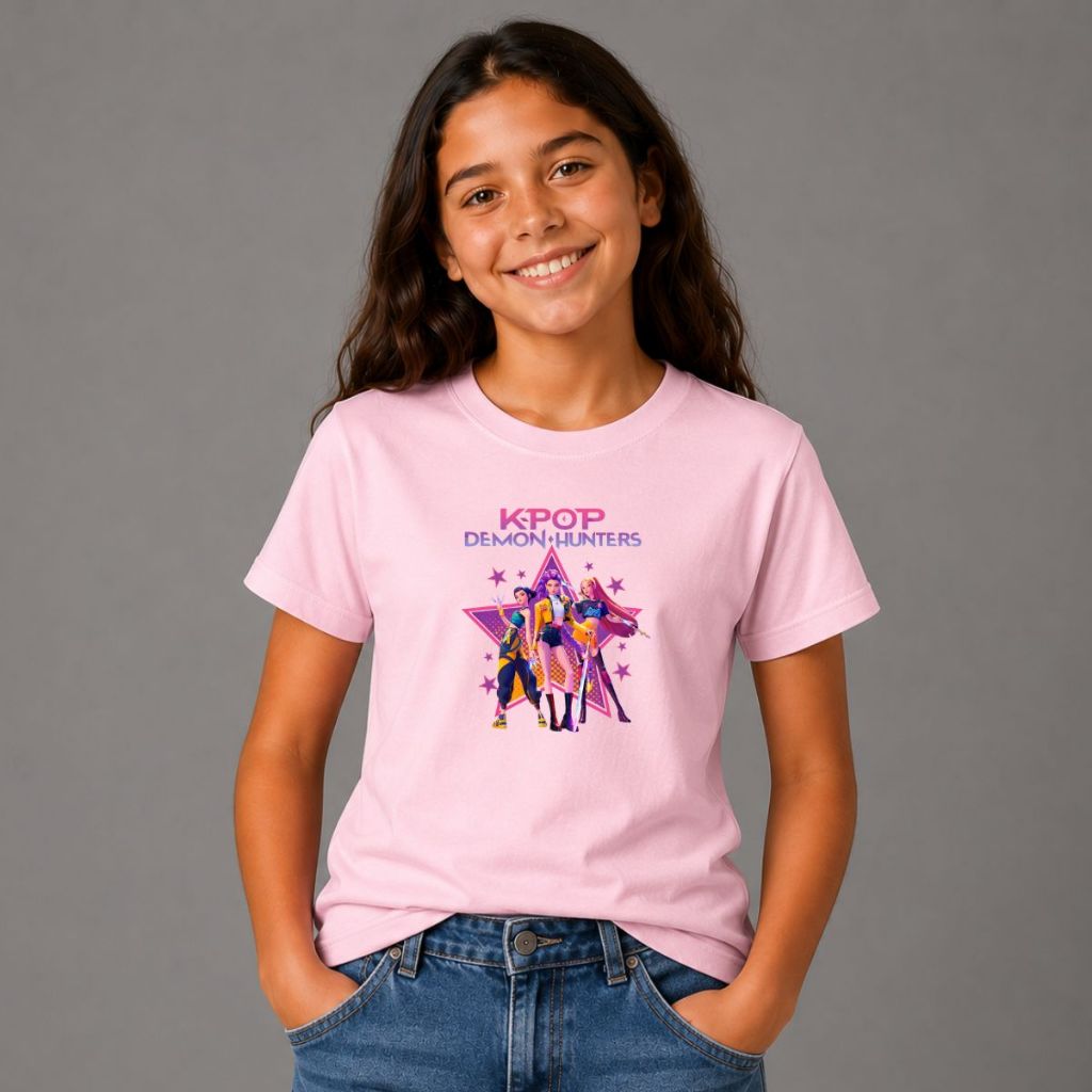 Camiseta Guerreiras Kpop Filme Camisa 100% Algodão Unissex ou Infantil Blusa Huntrix Mira Zoye Rumi