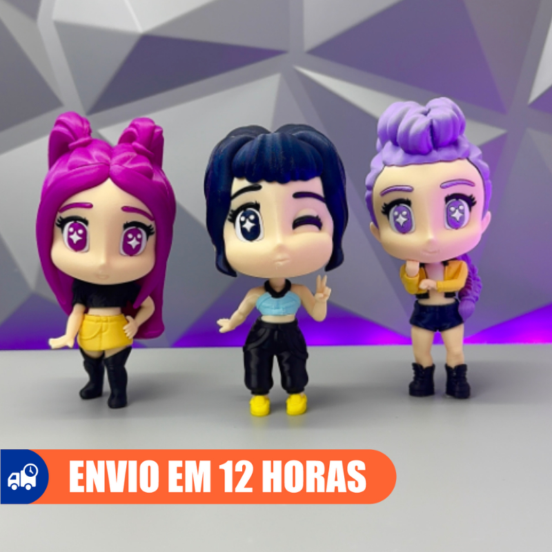 (+VENDIDOS+ENVIO RÁPIDO) RUMI, MIRA, ZOEY GUERREIRAS - Bonecas Figure Action Chibi Imbatíveis 16 cm