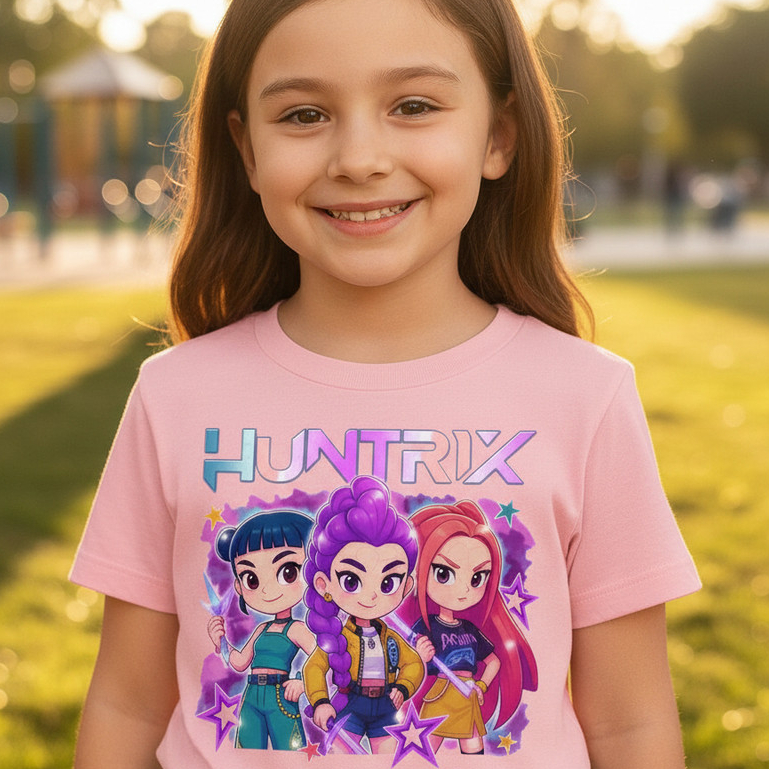 Camiseta Infantil Menina Guerreiras Kpop Rumi Mira Zoey