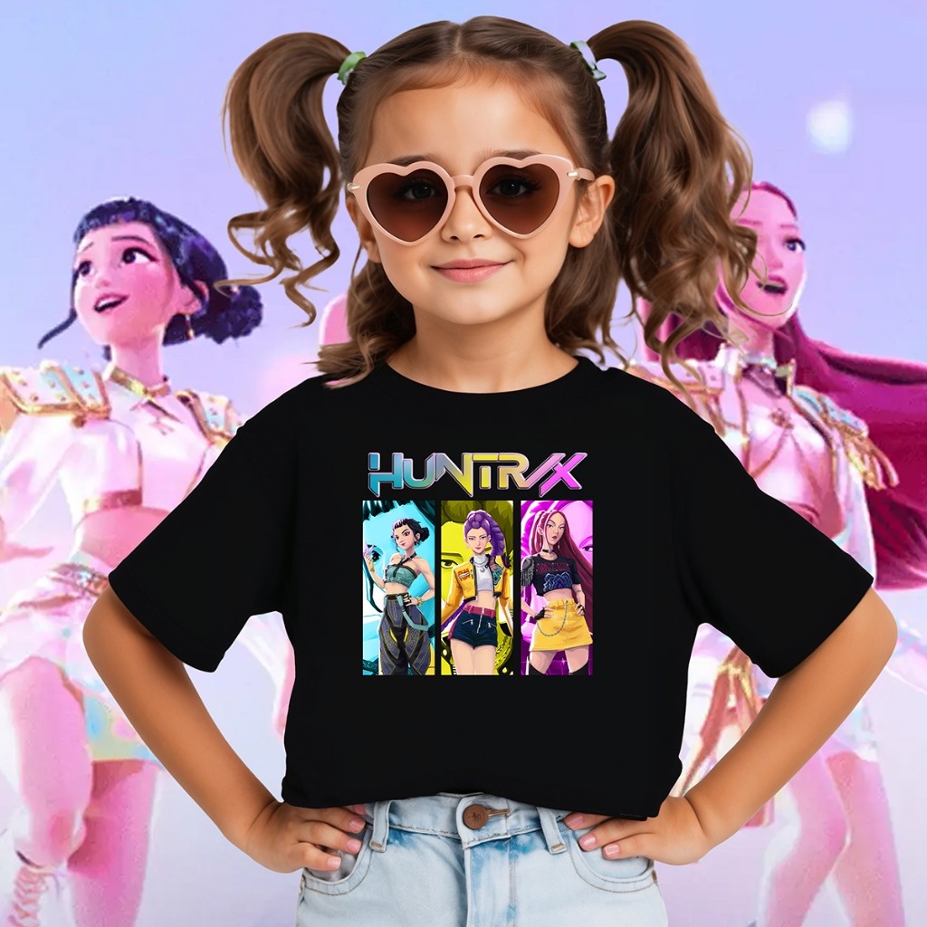 Camiseta Camisa 30.1 Infantil Huntrix - Camisetinha Menina Guerreiras do Kpop Rumi Mira Zoey Algodão Premium