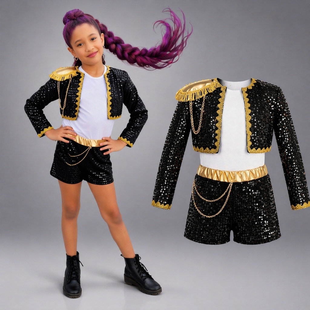 Fantasia Kpop cosplay Infantil Com Trança Cosplay Rumi Festa Menina Guerreira do Kpop huntrix Rumi TV FILME