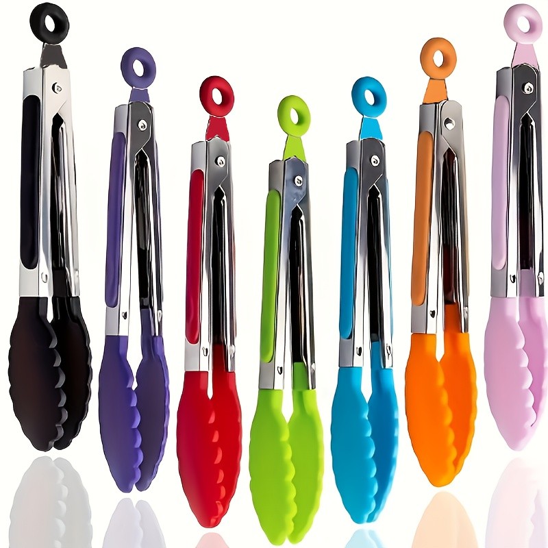 Pinça De Comida De Cozinha De Aço Inoxidável Antiderrapante Ponta De Silicone Resistente Ao Calor Churrasco Grelhar Pinç