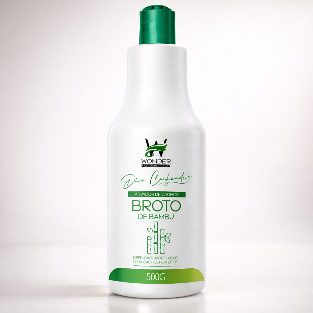 Ativador de Cachos/Creme de Pentear 500G Wonder Cosmetics Broto de Bambu Hidratação, Definição e Controle de Volume