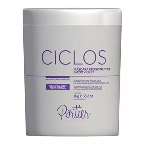 Portier Btx Ciclos Violet Loiros 1Kg Controle de Volume Dos Fios Antifrizz Óleo de Amêndoas