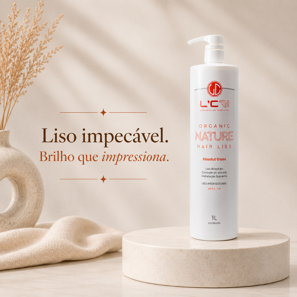Progressiva Sem Formol Organic Nature Hair Liss 1L Liso Absoluto Controle Do Volume Hidratação Profunda L'cri Cosméticos
