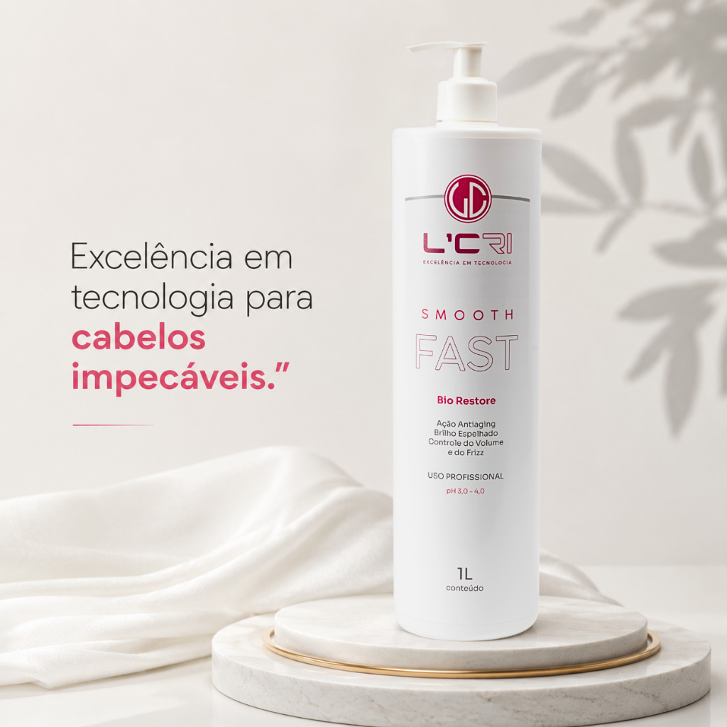 Smooth Fast Alisamento Capilar 1 Litro L'cri Ação Antiaging Brilho Espelhado Controle Do Volume e Frizz L´Cri Cosméticos