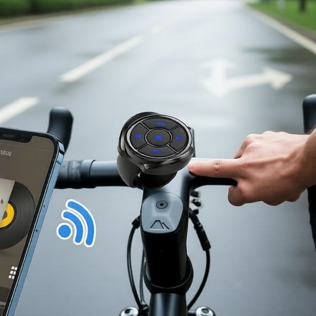 Controle Remoto Sem Fio Bluetooth Universal para Volante de Carro 5 Botões para Controle de Volume de Mídia Android/iOS