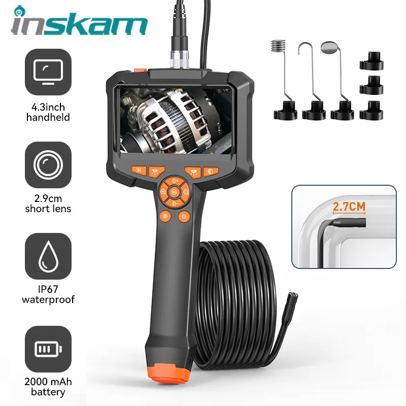 4.3 Inch Tela IPS Câmera De Endoscópio Industrial HD1080P Inspeção De Tubo De Lente Dupla Para Verificação Do Esgoto Carro