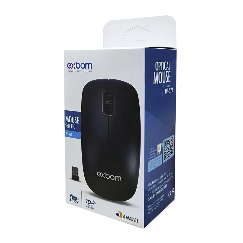 Mouse Exbom  Sem Fio USB 2.4GHz 1000 DPI MS-S22