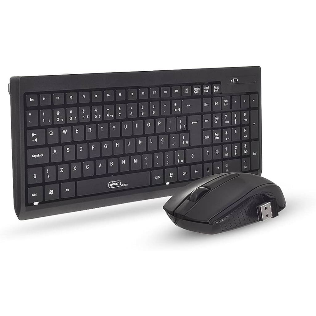 Kit Teclado e Mouse Sem Fio Knup KP-2012 Wireless 2.4GHz ABNT2 USB 1000DPI