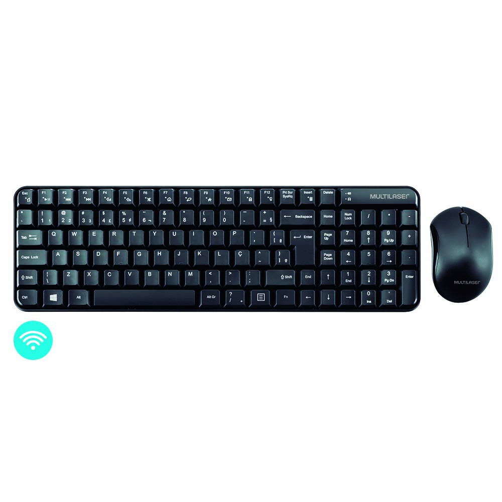 Teclado e Mouse Sem Fio 2.4Ghz Multimídia 1000dpi Preto USB TC183OUT - [Remanufaturado com garantia]