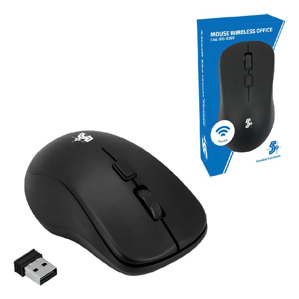 Mouse Sem Fio 5+ MW-500 1000 DPI 2.4GHz USB Preto