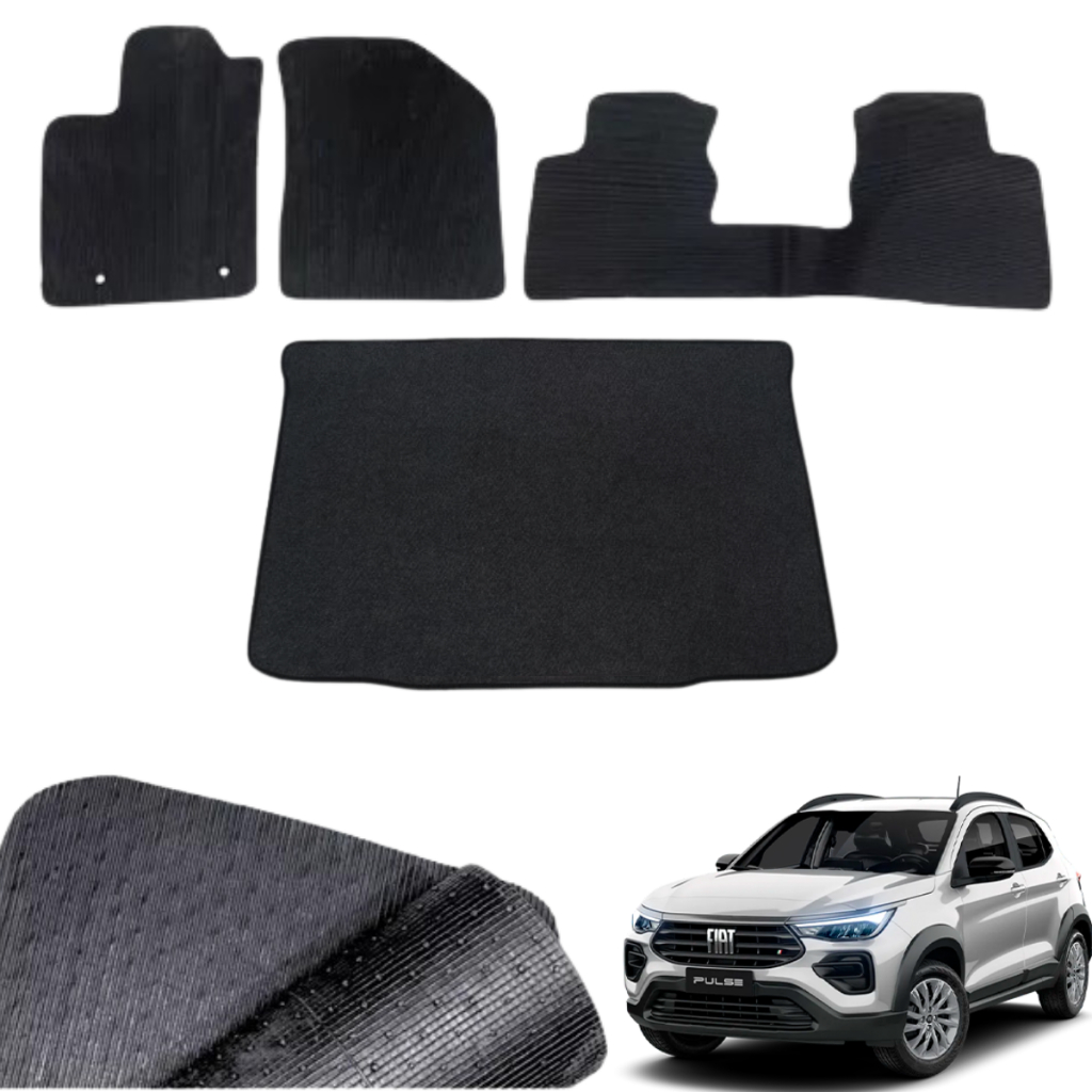 Kit Jogo de Tapetes Borracha Fiat Pulse 2019 2020 2021 2022 Drive 1.0 Turbo CVT + Porta Malas Sob Medida
