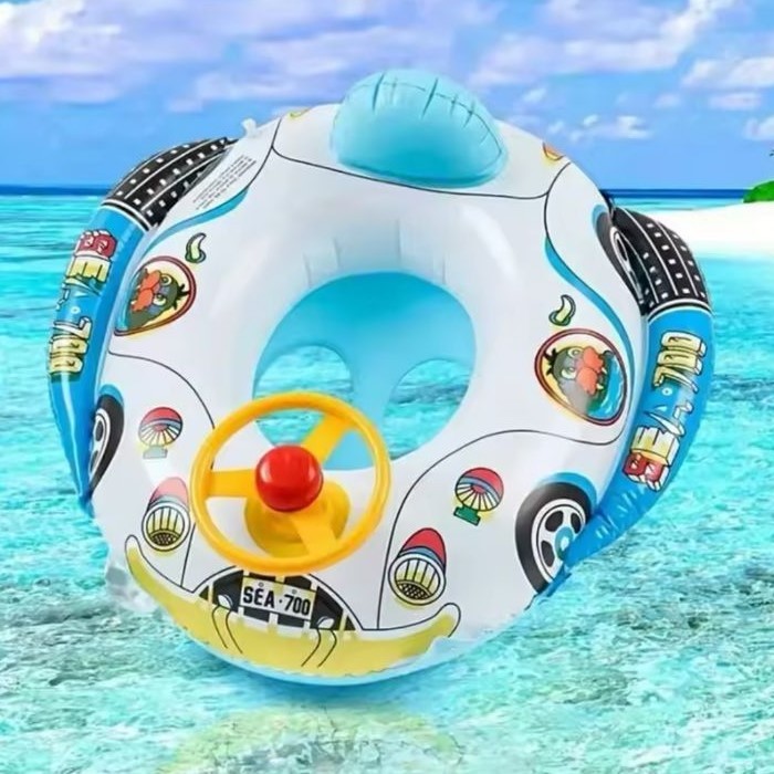 Boia Infantil Carrinho com Volante de Natação Flutuante Boia Pezinho Piscina Praia 4 meses a 3 anos