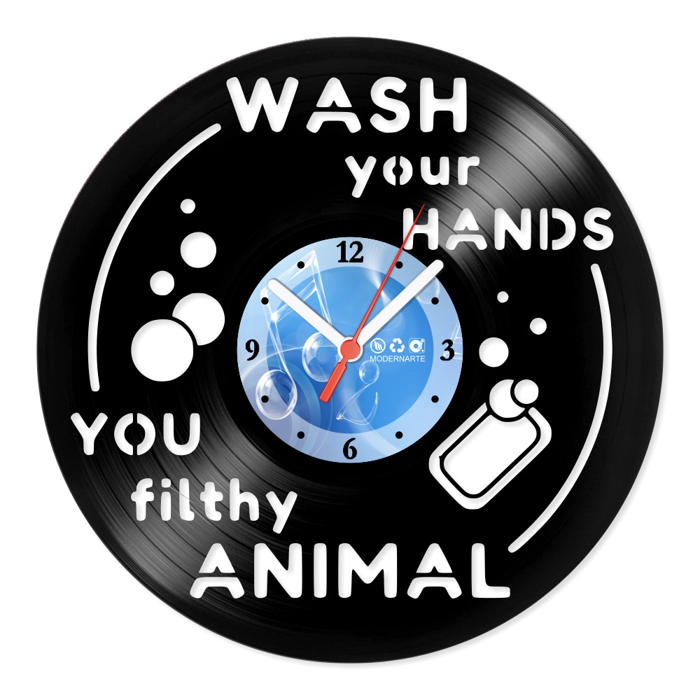 Relógio Decorativo de Parede Vinil Diversos Wash Your Hands