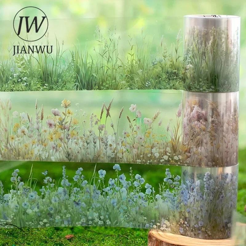 JIANWU 50mm * 200cm Série De Notas Verdes Vintage Planta Flor Paisagismo Material Colagem Fita PET Criativo DIY Diário Papelaria