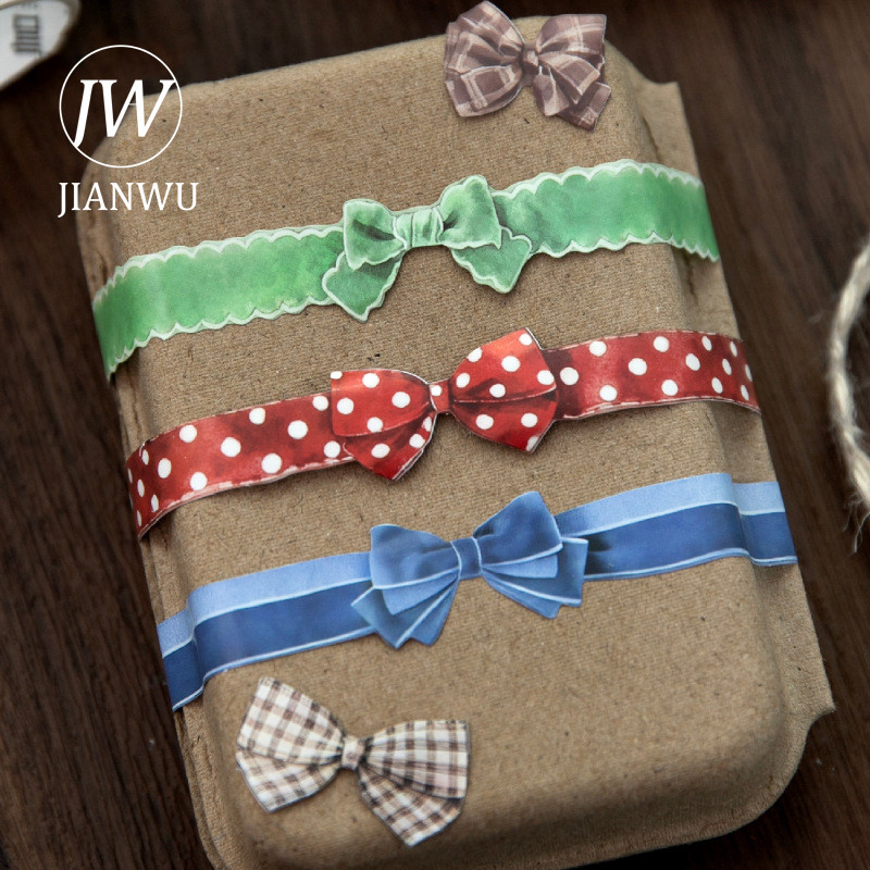 JIANWU Presente Notas Série Vintage Gravata Borboleta Paisagem Material Colagem Scrapbooking Fita Criativa DIY Diário Pa