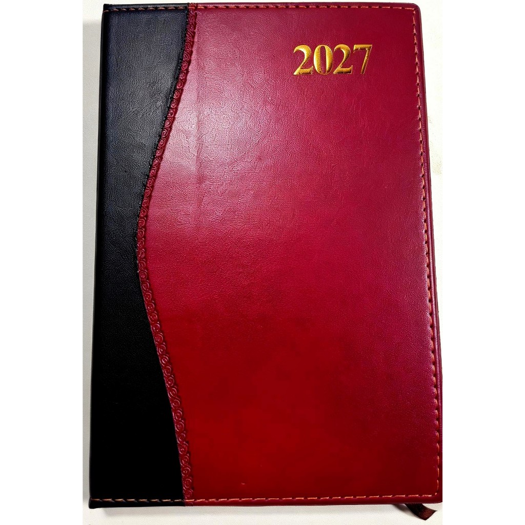 Agenda 2027 Capa de Couro Sintético com Fita Marcadora e Acabamento Dourado