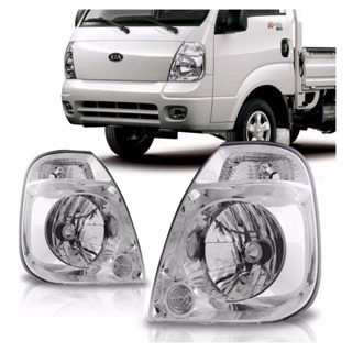 Kit Farol Bongo Caminhão Utilitário Foco Simples Máscara Cromada 2004 Até 2012