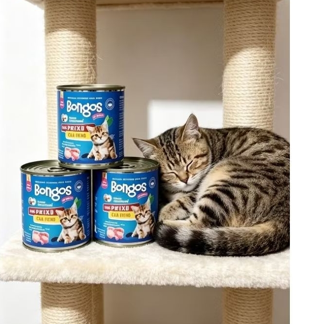 🐱 Kit 3 Latas Ração Úmida Bongos - Sabor Peixe e Frango  ✨