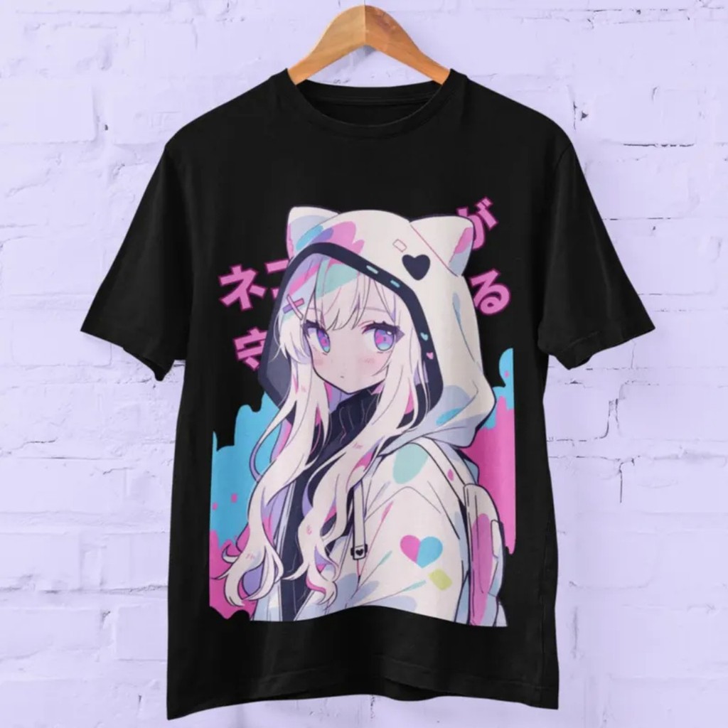 Camiseta Masculina Feminina Estampa Anime Fofo Cute Manga Girl  Harajuku Japanese Streetwear Estilo
