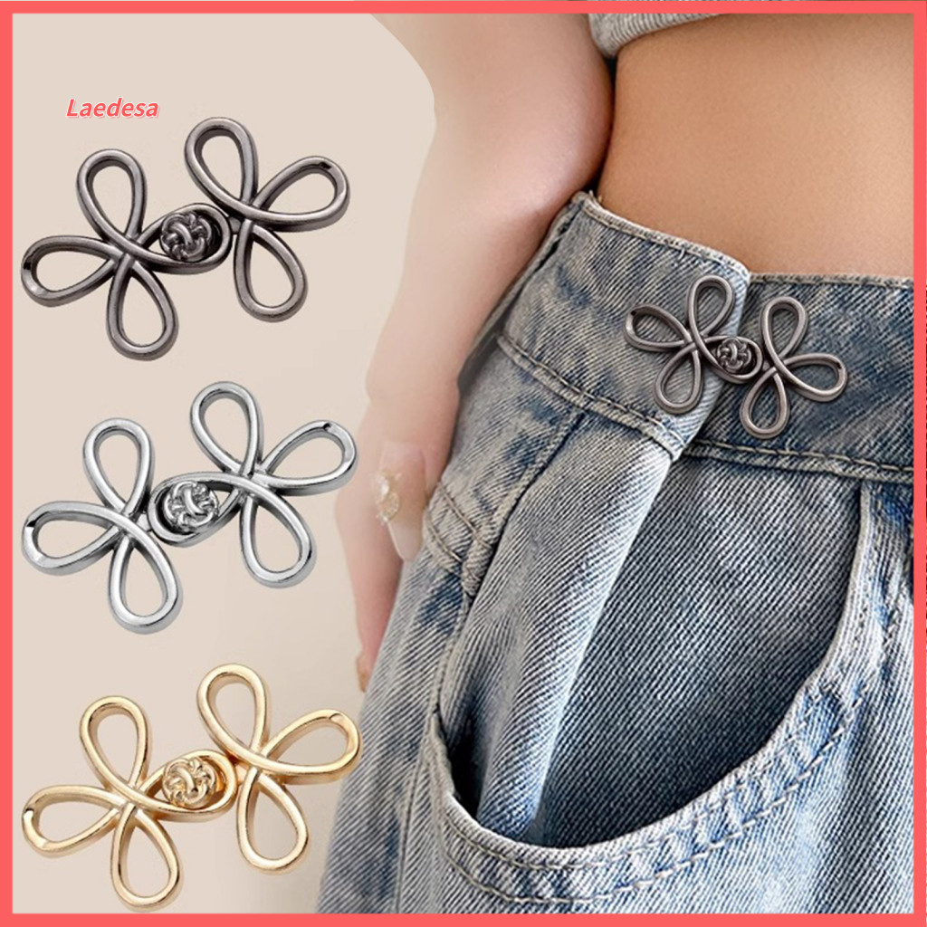 Waist Tightening Buckle 4pcs Tightener Pins for Jeans Skirts Slacks Alloy Adjuster Removable No Sewing Needed Easy Fit P